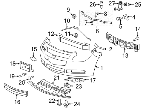 2012 Chevrolet Malibu Front Bumper Impact Bar Diagram for 25916005