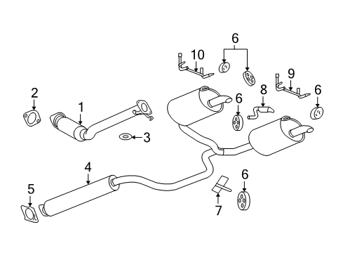 2006 Buick LaCrosse Exhaust Components Exhaust Muffler Assembly (W/ Exhaust Pipe & Tail Pipe) Diagram for 15894108