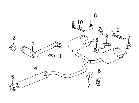 2008 Buick LaCrosse Exhaust Components Exhaust Muffler Assembly (W/ Exhaust Pipe & Tail Pipe) Diagram for 25808149