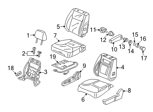 2004 Honda CR-V Front Seat Components Pad Assembly, Right Front Seat Cushion Diagram for 81132-S9A-A01