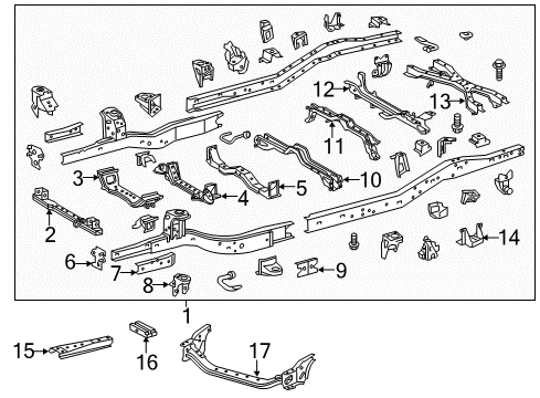 2020 Toyota Tacoma Frame & Components Rear Crossmember Diagram for 51206-04030