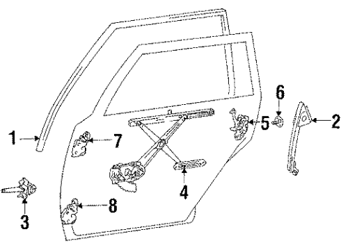 1985 Toyota Camry Door & Components Run Channel Diagram for 68142-32020