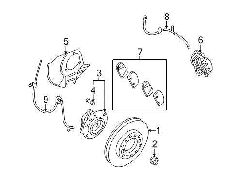 2007 Hyundai Entourage Anti-Lock Brakes Cover-Front Brake Disc Dust RH Diagram for 51756-4D000