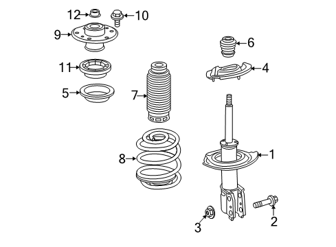 2012 Chevrolet Equinox Struts & Components - Front Top Nut Diagram for 15251314
