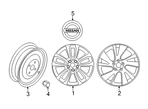 2017 Nissan Murano Wheels, Covers & Trim 18 10-Spoke Aluminum Alloy Wheel - Pvd Finish (1-Piece) Diagram for 40300-5AA4B