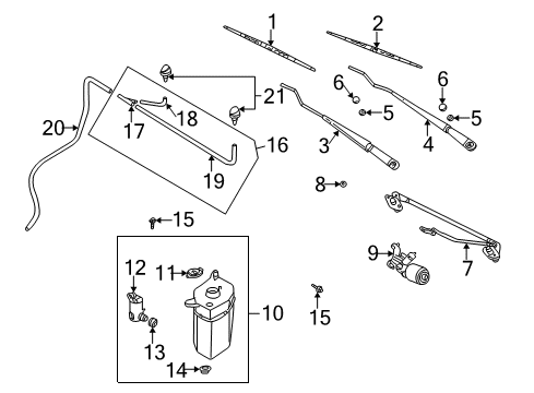 2005 Kia Rio Wiper & Washer Components Windshield Washer Tank Assembly Diagram for 98610FD000DS
