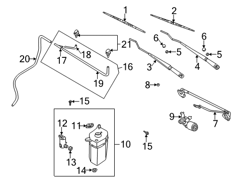 2005 Kia Rio Wiper & Washer Components Front Windshield Wiper Arm Diagram for 0K32A67321A