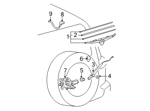 2011 Toyota FJ Cruiser Wiper & Washer Components Nozzle Diagram for 85391-35030