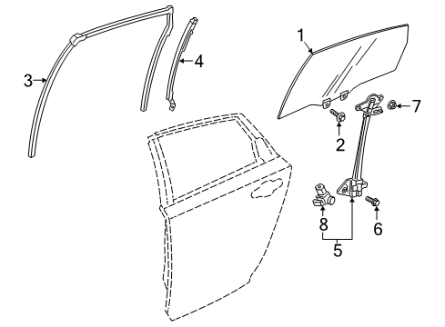 2020 Honda Accord Rear Door - Glass & Hardware SASH, L. RR.RR. DOOR (LOWER) Diagram for 72771-TVA-A11