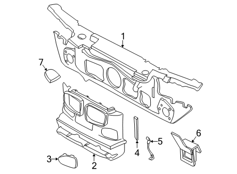 2003 BMW M5 Radiator Support Front Panel With Cross Member Diagram for 51718159610