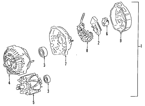 1993 Toyota Supra Alternator Rear Cover Diagram for 27039-22050