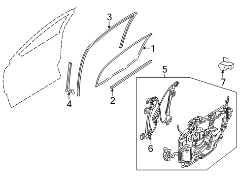 2007 Ford Freestyle Front Door Belt Weatherstrip Diagram for 5F9Z-7421456-AB