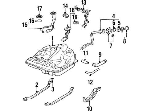 1996 Acura TL Fuel System Components Clip, Filler Tube Diagram for 17652-SA5-000