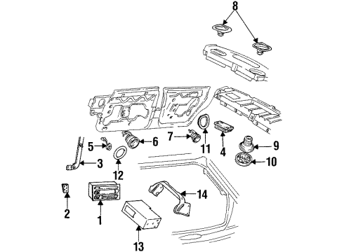 1997 Oldsmobile Aurora Sound System Bracket Asm-Radio *Black Diagram for 25556421