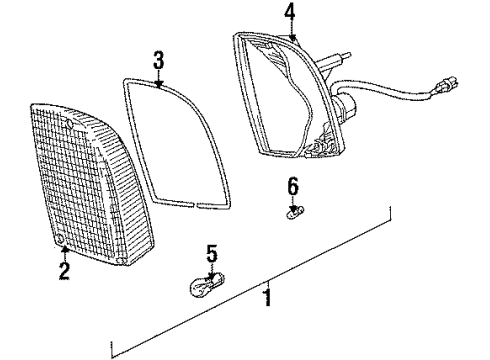 1985 BMW 635CSi Side Marker Lamps Lens Left Diagram for 63131361891