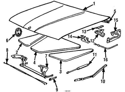 1990 BMW 325iX Hood & Components Gas Pressurized Spring Diagram for 51231906286