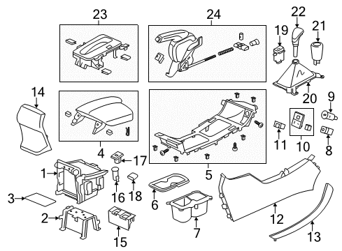 2016 Honda Accord Center Console Panel Assy., Console *NH587L* (GLOSS ONE BLACK) Diagram for 77297-T2F-A41ZA