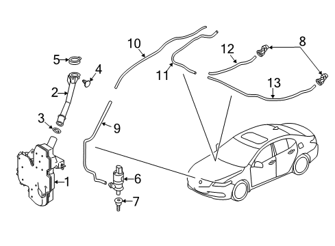 2018 Acura TLX Wiper & Washer Components Tube 4X7X850 Diagram for 76837-TZ3-A01