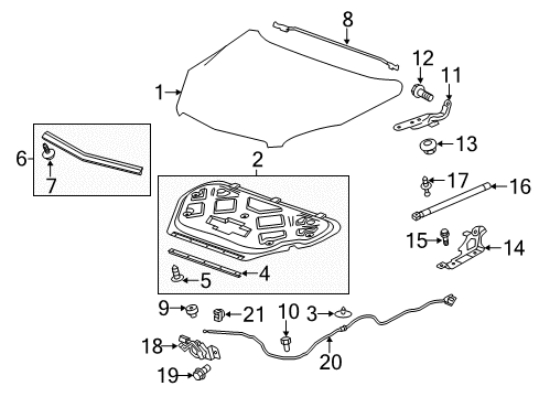 2012 Chevrolet Equinox Hood & Components Latch Asm-Hood Primary & Secondary Diagram for 20941391