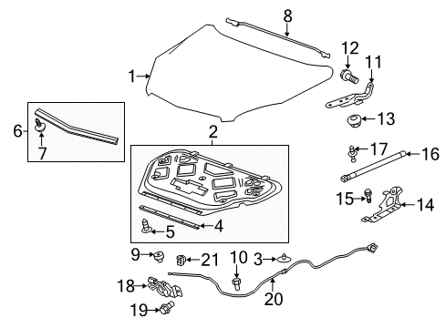 2012 Chevrolet Equinox Hood & Components Upper Hinge Diagram for 25798896