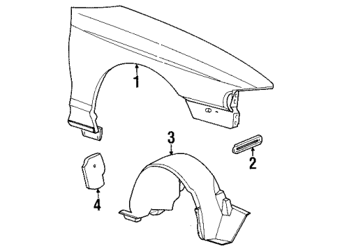 1997 Ford Mustang Fender & Components Fender Liner Diagram for F4ZZ-16102-B