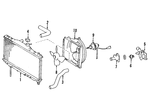 1998 Chevrolet Prizm Cooling System, Radiator, Water Pump, Cooling Fan Shroud, Radiator Fan Diagram for 94856885