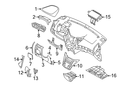 2012 Hyundai Sonata Cluster & Switches, Instrument Panel Panel Assembly-Cluster Facia, Front Diagram for 84835-3S000-HZ