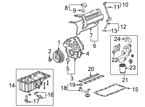 2005 Cadillac STS Engine Parts, Mounts, Cylinder Head & Valves, Camshaft & Timing, Oil Pan, Oil Pump, Crankshaft & Bearings, Pistons, Rings & Bearings, Variable Valve Timing Oil Tube Gasket Diagram for 12573569