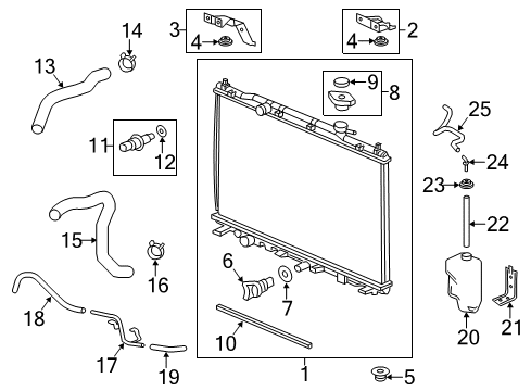 2018 Acura RDX Radiator & Components Bracket, Driver Side Radiator Mounting (Upper) Diagram for 74176-TX4-A00