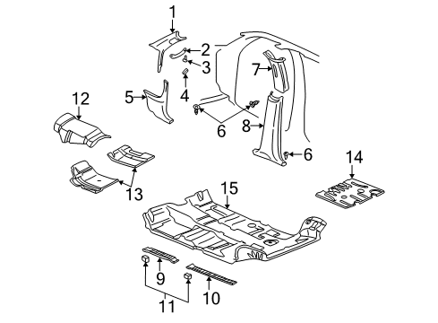 2003 Dodge Durango Interior Trim - Pillars, Rocker & Floor Panel-A Pillar Diagram for 5GN96TL2AD