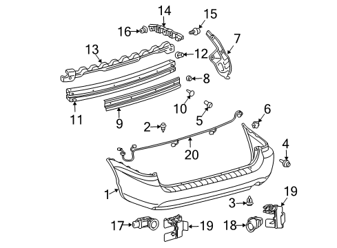 2006 Toyota Sienna Parking Aid Reverse Sensor Diagram for 89341-45020-A3
