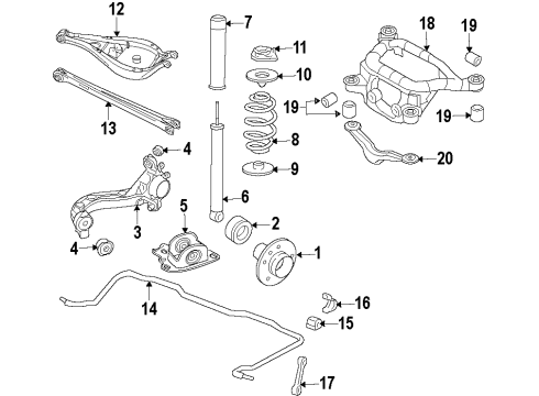 2011 BMW Z4 Rear Suspension Components, Lower Control Arm, Upper Control Arm, Ride Control, Stabilizer Bar Rear Axle Carrier Diagram for 33316790963