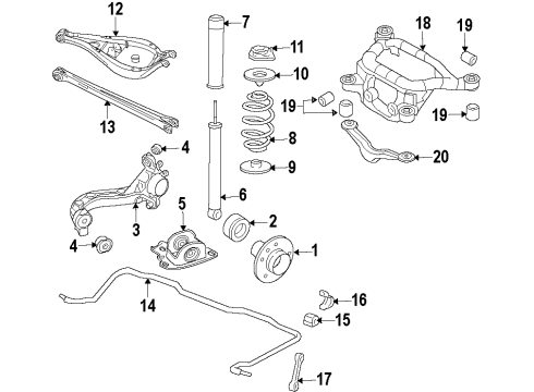 2011 BMW Z4 Rear Suspension Components, Lower Control Arm, Upper Control Arm, Ride Control, Stabilizer Bar Rear Right Shock Absorber Diagram for 37126790002