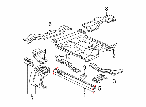 1998 Ford Ranger Rocker, Floor Crossmember Extension Diagram for F87Z-10107A94-AA
