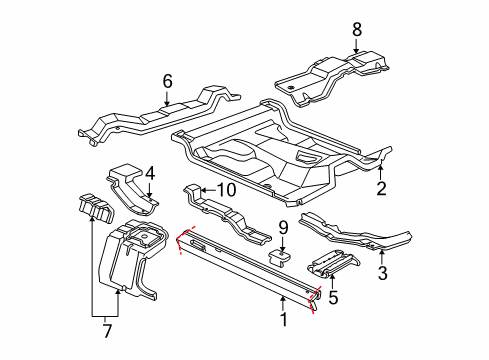 2004 Ford Ranger Rocker, Floor Floor Pan Diagram for 3L5Z-1011135-AA