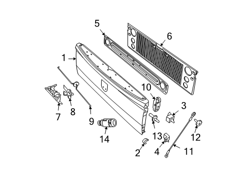 2011 Ram 1500 Tail Gate Handle-TAILGATE Diagram for 68044906AE