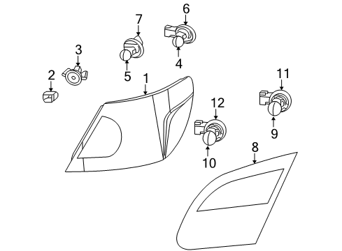 2008 Chrysler Sebring Tail Lamps Lamp-Tail Stop Turn Diagram for 5178170AE