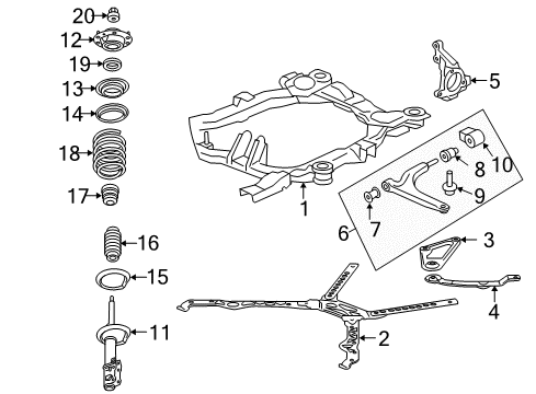 2007 Pontiac G6 Front Suspension Components, Lower Control Arm, Stabilizer Bar Front Spring Diagram for 15829635