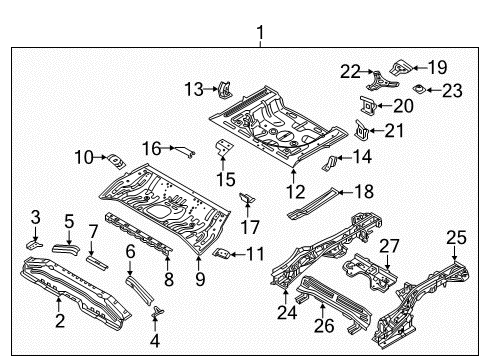 2019 Hyundai Elantra GT Rear Body - Floor & Rails Bracket Assembly-Spare Tire Mounting Diagram for 65581-G3000