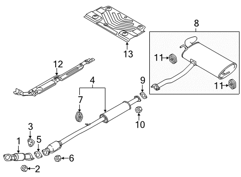 2015 Hyundai Tucson Exhaust Components Front Muffler Assembly Diagram for 28610-2S830