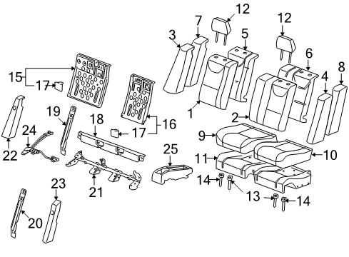 2008 Pontiac G6 Rear Seat Components Pad Asm-Rear Seat Cushion (W/ Wire) Diagram for 15223415