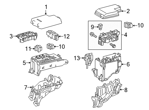 2019 Lexus NX300 Fuse & Relay Block, Engine Room Relay Diagram for 82741-42020