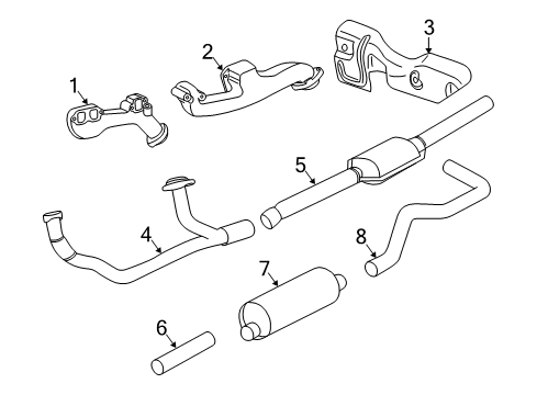 1997 Dodge Dakota Exhaust Components Catalytic Converter & Pipe Diagram for 52021069AB
