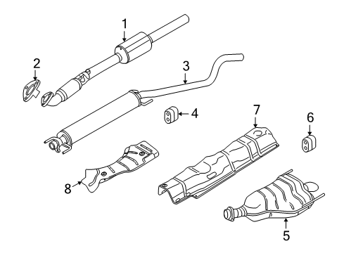 2008 Saturn Astra Exhaust Components Muffler W/Tailpipe Diagram for 13145223