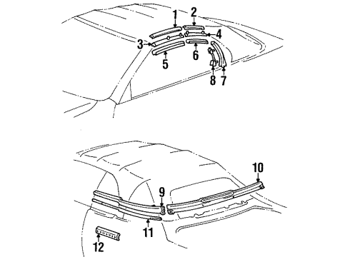 1995 Toyota Celica Exterior Trim - Convertible Top Weatherstrip, Quarter Window Glass, Outer LH Diagram for 62752-0W010