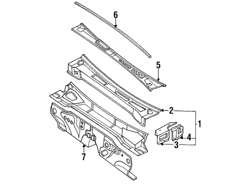 1994 Nissan 240SX Cowl Dash-Lower Diagram for 67300-59F30