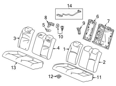 2017 Honda Civic Rear Seat Components Pad Comp L, RR. Back Diagram for 82527-TBG-A41