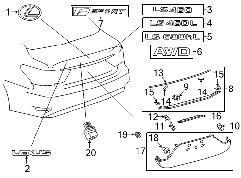 2014 Lexus LS460 Parking Aid Sensor, Ultrasonic Diagram for 89341-50060-A3