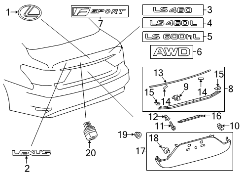 2014 Lexus LS460 Parking Aid Symbol Emblem Diagram for 90975-02212