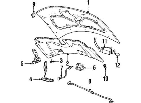 2001 Ford Windstar Hood & Components Hood Diagram for XF2Z-16612-AA